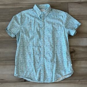 Denim & Flower Men's Blue Patterned Short Sleeve Button Down Shirt Slimfit M.